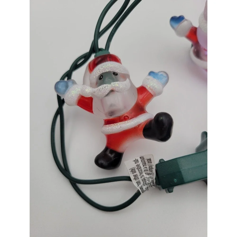 20 Light Santa String Lights Clear And Red Plastic With glitter Plug In Lights
